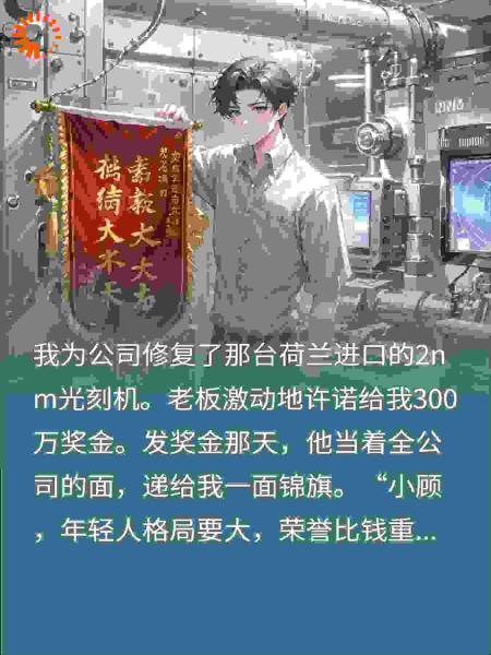 修好进口2nm光刻机，300万变锦旗，我挂好离职老板疯了
